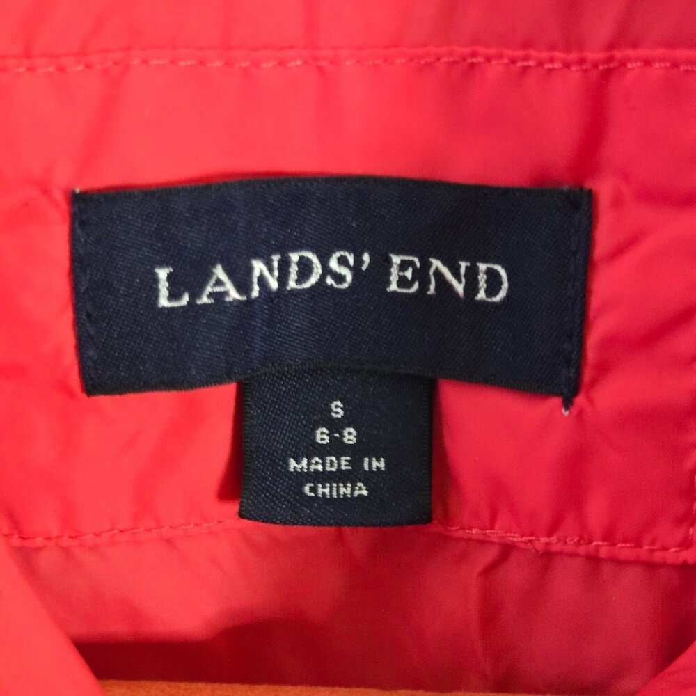 Lands' End Red Down Puffer Jacket Mock Neck Double Zip Ski Snowboard Size S - Picture 11 of 12